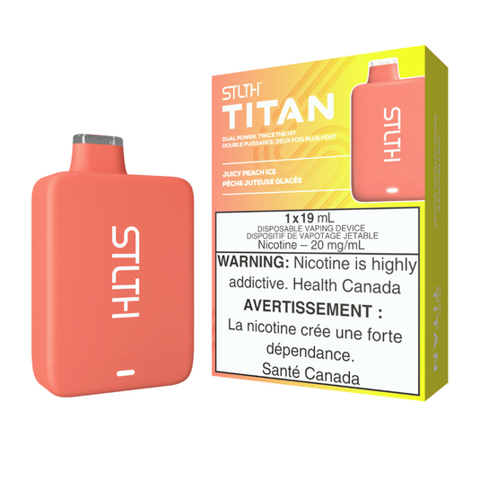 A MUST TRY STLTH TITAN (10k) JUICY PEACH ICE DISPOSABLE VAPE MV CANADA