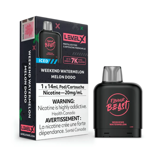 1. BEST VAPE STORE SHIPPING LEVEL X WEEKEND WATERMELON ICED FLAVOUR BEAST POD AT MISTER VAPOR CANADA