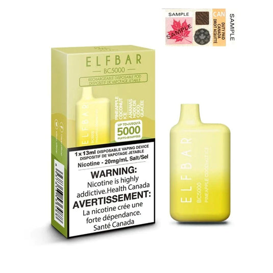 VAPE SHOP NEAR ME ELF BAR PINEAPPLE COCONUT ICE (5000 PUFF) DISPOSABLE VAPE MISTER VAPOR CANADA