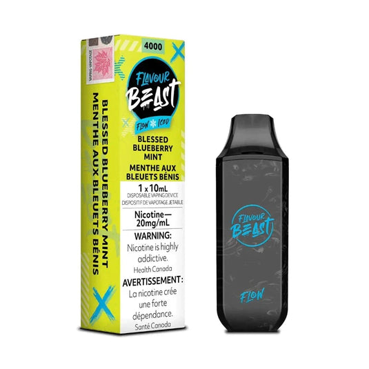 ONLINE VAPE STORE SELLING FLAVOUR BEAST BLESSED BLUEBERRY MINT ICED FLOW DISPOSABLE MISTER VAPOR CANADA