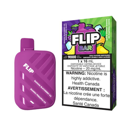 1. FLIP BAR BANANA BLACKBERRY ICE AND MANGO PINEAPPLE ICE DISPOSABLE VAPE Same-day delivery within the zone and express shipping GTA, Scarborough, Brampton, Etobicoke, Mississauga, Markham, Richmond Hill, Ottawa, Montreal, Nova Scotia, PEI, Vancouver, Vaughan, Toronto, York, North York, London, Kingston, Burlington, Hamilton, Quebec City, Halifax, St. John's, Fredericton, Ontario, Laval, Levis, Brossard, Sudbury, Trois-Rivieres, Sherbrooke, Barrie, Orillia, Winnipeg, Alberta and B.C