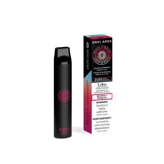 ENVI APEX GRAPE RASPBERRY PEACH ICED DISPOSABLE VAPE STICK MISTER VAPOR