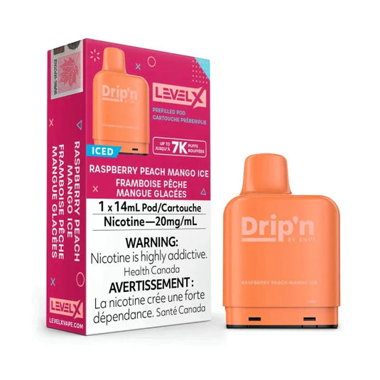 LEVEL X DRIP'N BY ENVI RASPBERRY PEACH MANGO ICE POD AT MISTER VAPOR ONTARIO