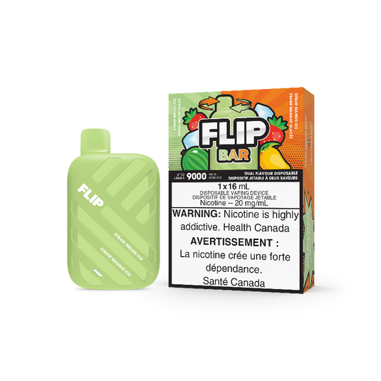 1. FLIP BAR STRAW MELON ICE AND STRAW MANGO ICE DISPOSABLE VAPE (9000 PUFFS) MISTER VAPOR CANADA