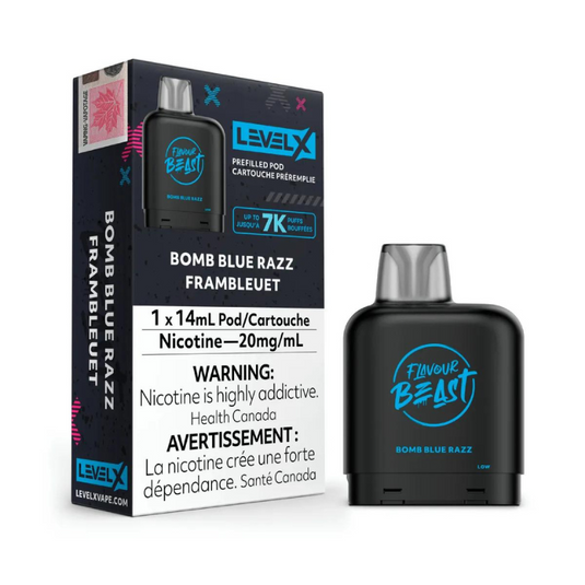 THE BEST VAPE SHOP SELLING LEVEL X BOMB BLUE RAZZ FLAVOUR BEAST POD AT MISTER VAPOR CANADA