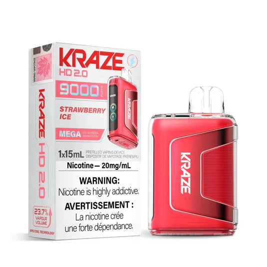 KRAZE HD 2.0 STRAWBERRY ICE DISPOSABLE VAPE (9000 PUFFs) AT MV B.C