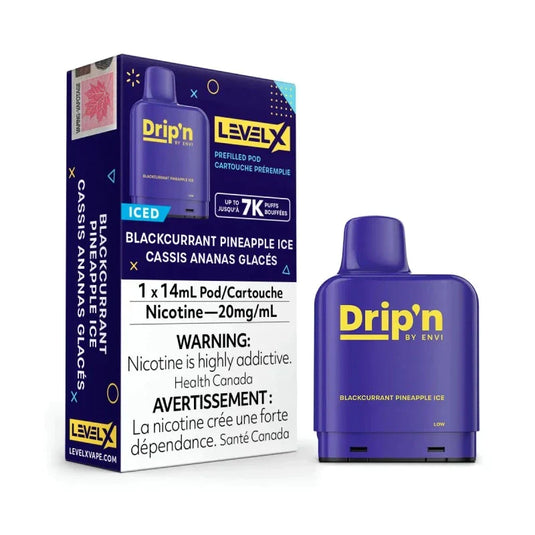 LEVEL X DRIP'N BY ENVI BLACK CURRANT PINEAPPLE ICE POD AT MISTER VAPOR QUEBEC, CANADA